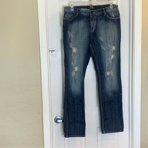 Baby Phat Gold Label Distressed High Rise Waist Denim Jeans SIZE 16 - Picture 3 of 10